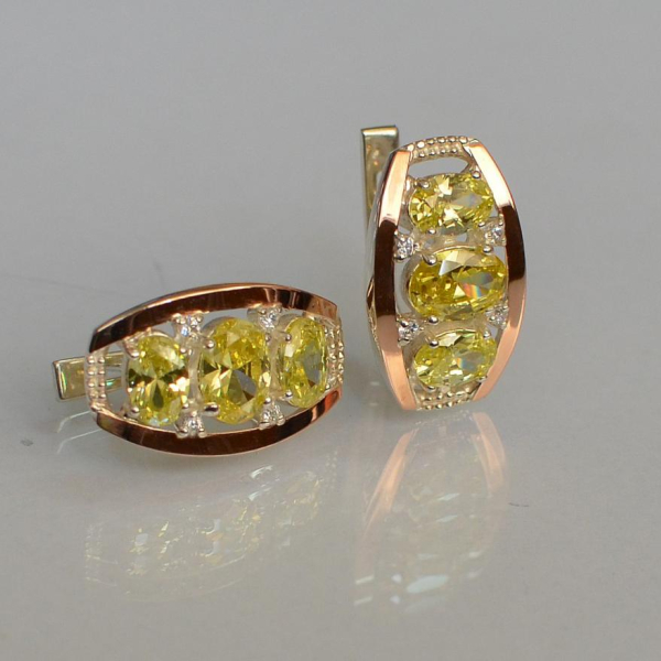 Срібні сережки з золотими вставками