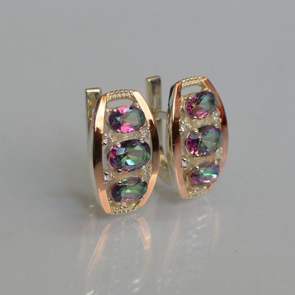 Срібні сережки з золотими вставками