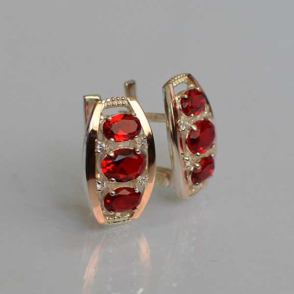 Срібні сережки з золотими вставками