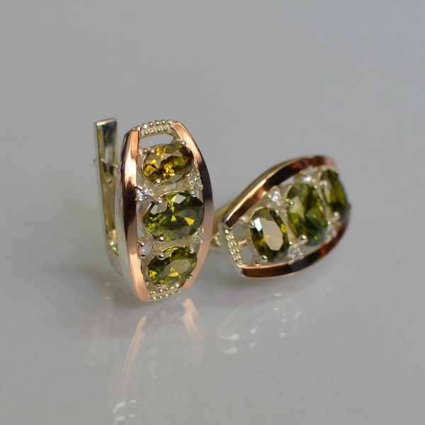 Срібні сережки з золотими вставками