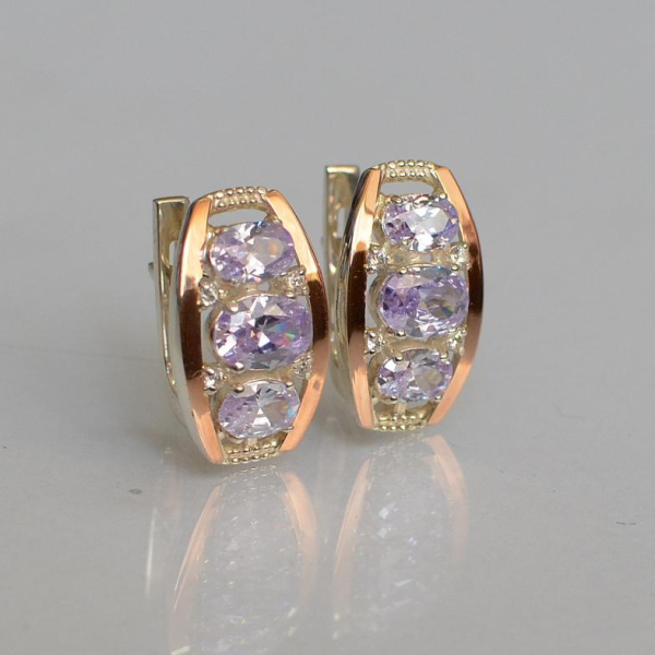 Срібні сережки з золотими вставками