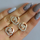 Срібний набір з золотими пластинами