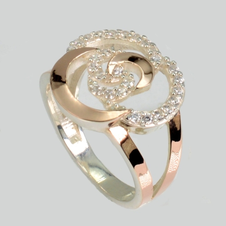 Срібна каблучка з золотими вставками