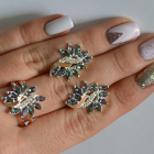 Срібний набір з золотими пластинами