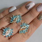 Срібний набір з золотими пластинами