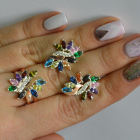 Срібний набір з золотими пластинами