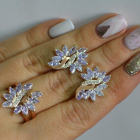 Срібний набір з золотими пластинами