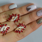 Срібний набір з золотими пластинами