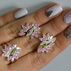 Срібний набір з золотими пластинами