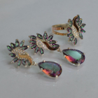 Срібний набір з золотими пластинами