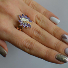 Срібна каблучка з золотими вставками