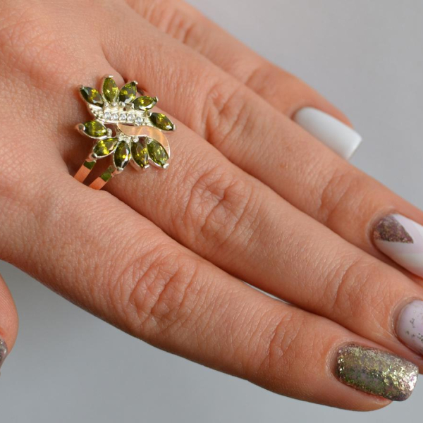 Срібна каблучка з золотими вставками