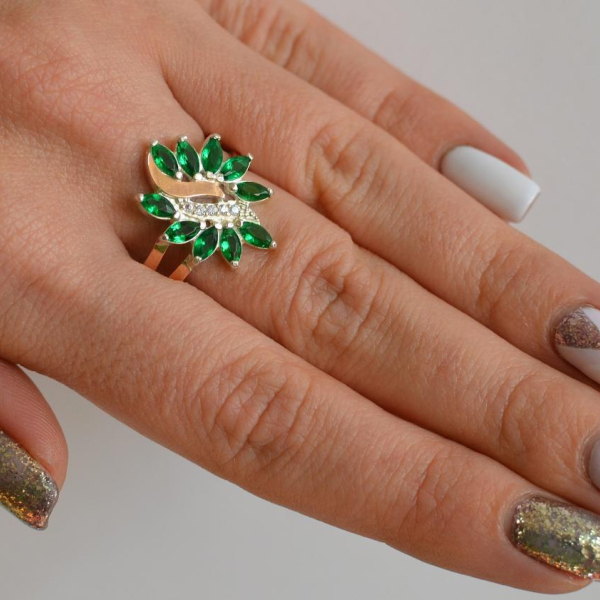 Срібна каблучка з золотими вставками