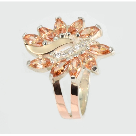 Серебряное кольцо с золотыми вставками