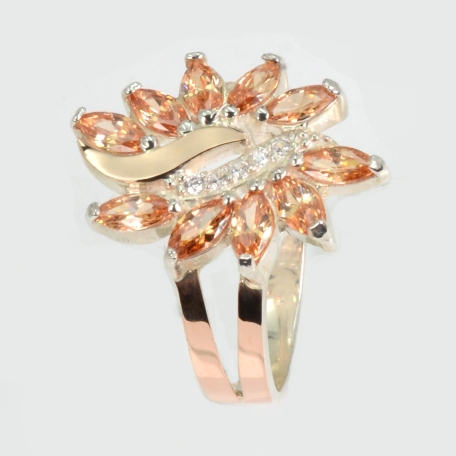 Срібна каблучка з золотими вставками