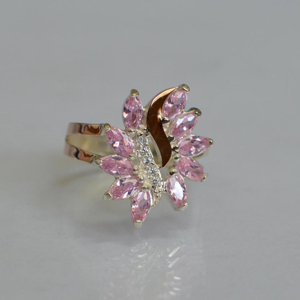 Срібна каблучка з золотими вставками