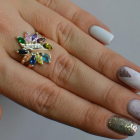 Срібна каблучка з золотими вставками