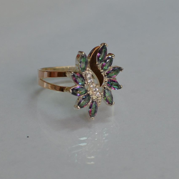 Срібна каблучка з золотими вставками