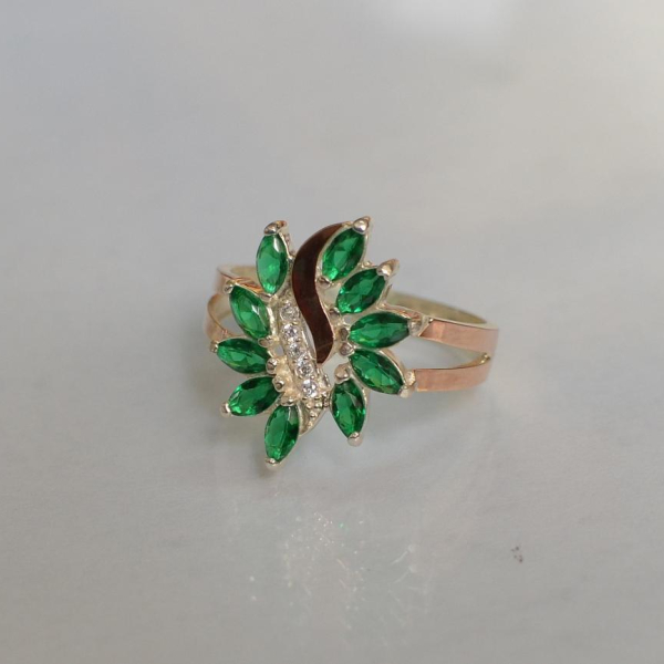 Срібна каблучка з золотими вставками