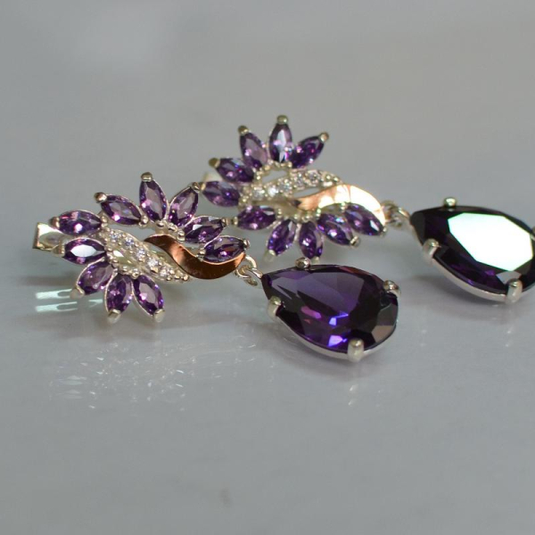 Срібні сережки з золотими вставками