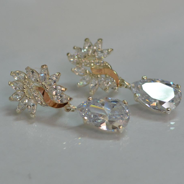 Срібні сережки з золотими вставками