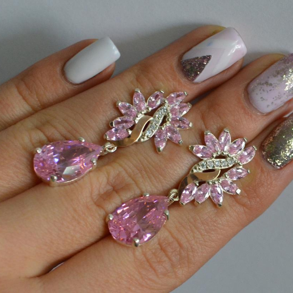 Срібні сережки з золотими вставками