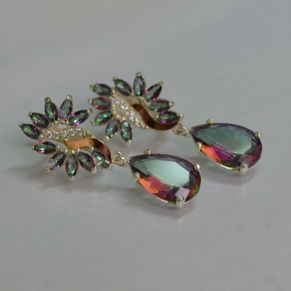 Срібні сережки з золотими вставками