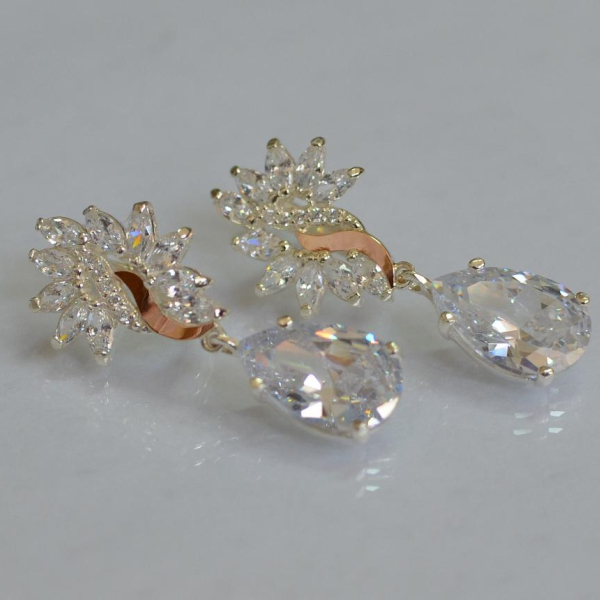 Срібні сережки з золотими вставками