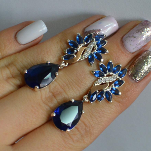 Срібні сережки з золотими вставками