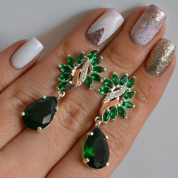 Срібні сережки з золотими вставками