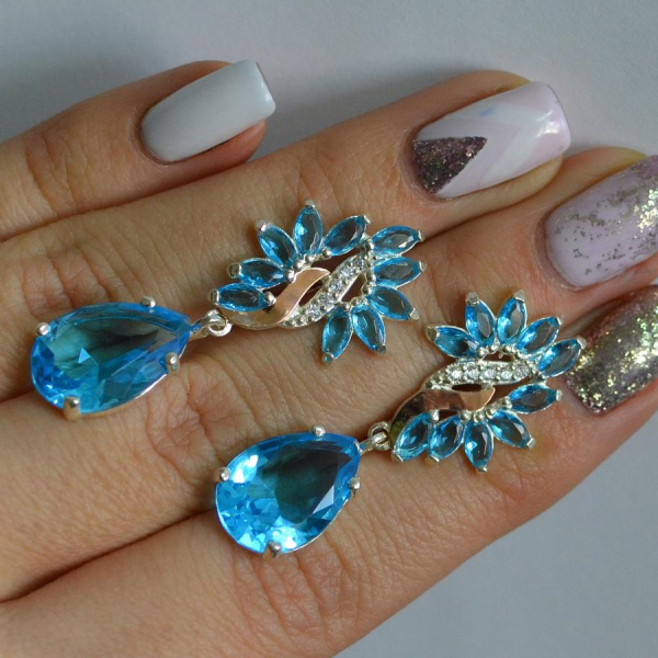 Срібні сережки з золотими вставками