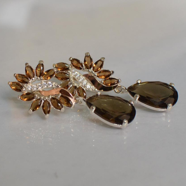 Срібні сережки з золотими вставками