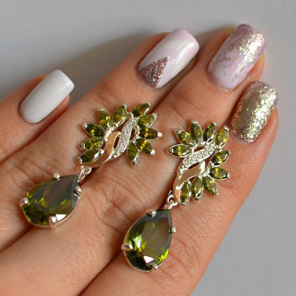 Срібні сережки з золотими вставками