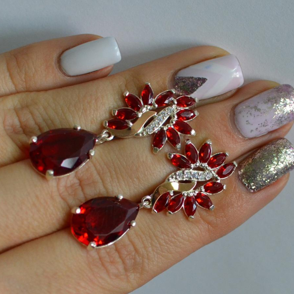 Срібні сережки з золотими вставками