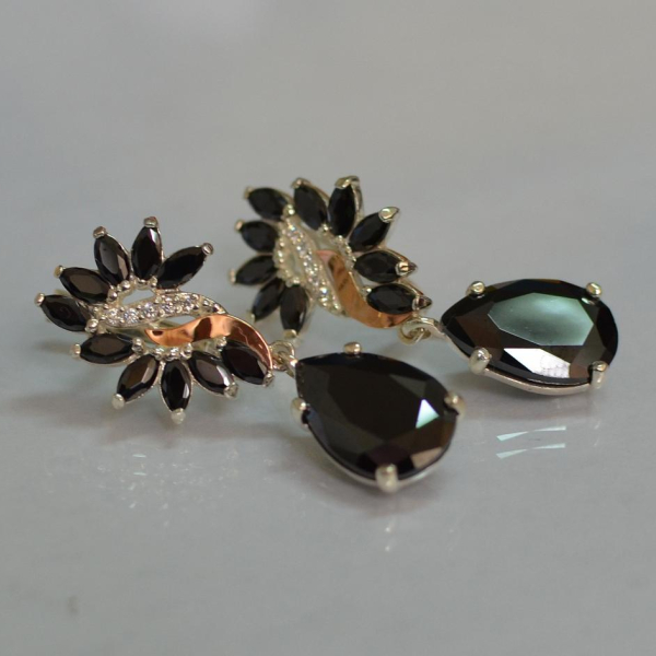 Срібні сережки з золотими вставками