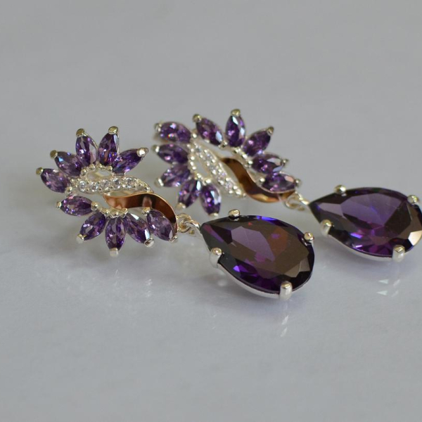 Срібні сережки з золотими вставками