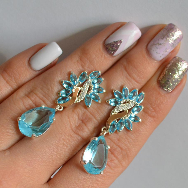 Срібні сережки з золотими вставками