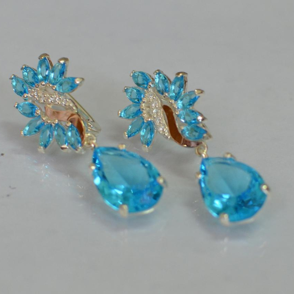 Срібні сережки з золотими вставками