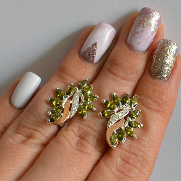 Срібні сережки з золотими вставками