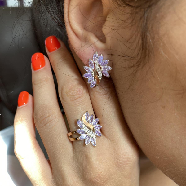 Срібні сережки з золотими вставками