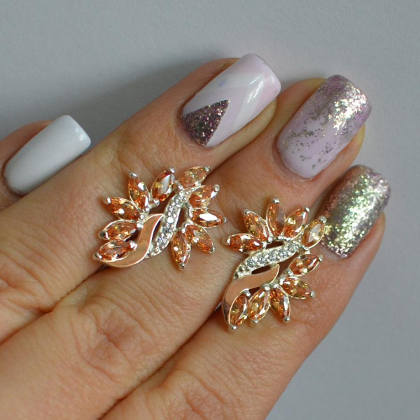 Срібні сережки з золотими вставками