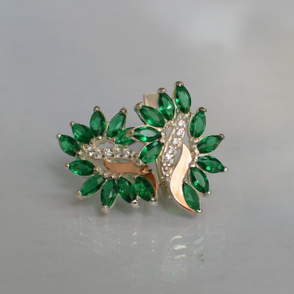 Срібні сережки з золотими вставками