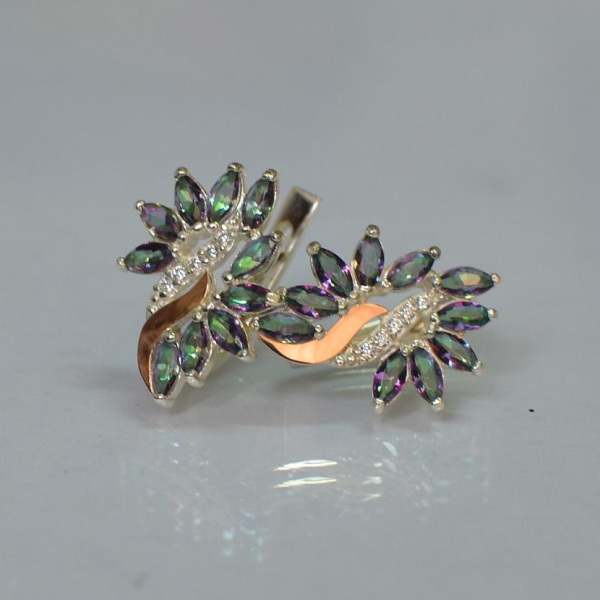 Срібні сережки з золотими вставками