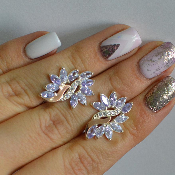 Срібні сережки з золотими вставками