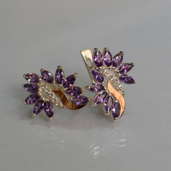 Срібні сережки з золотими вставками