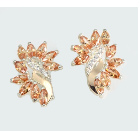 Серебряные серьги с золотыми вставками