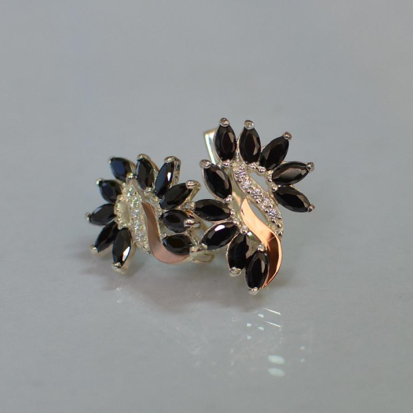 Срібні сережки з золотими вставками