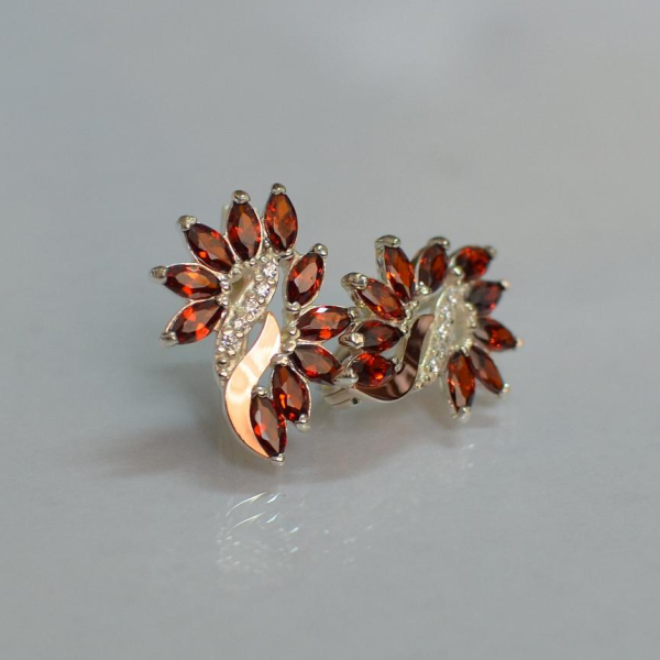 Срібні сережки з золотими вставками