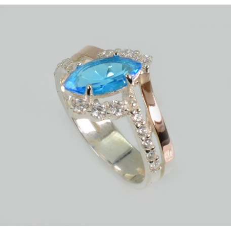 Серебряное кольцо с золотыми вставками