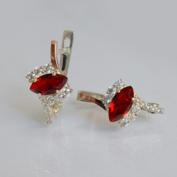 Срібні сережки з золотими вставками